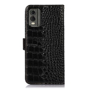 For Nokia C32 4G Crocodile Top Layer Cowhide Leather Phone Case(Black)