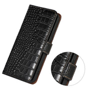 For Nokia C32 4G Crocodile Top Layer Cowhide Leather Phone Case(Black)