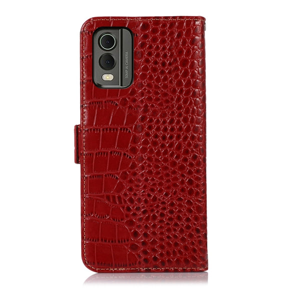 For Nokia C32 4G Crocodile Top Layer Cowhide Leather Phone Case(Red)