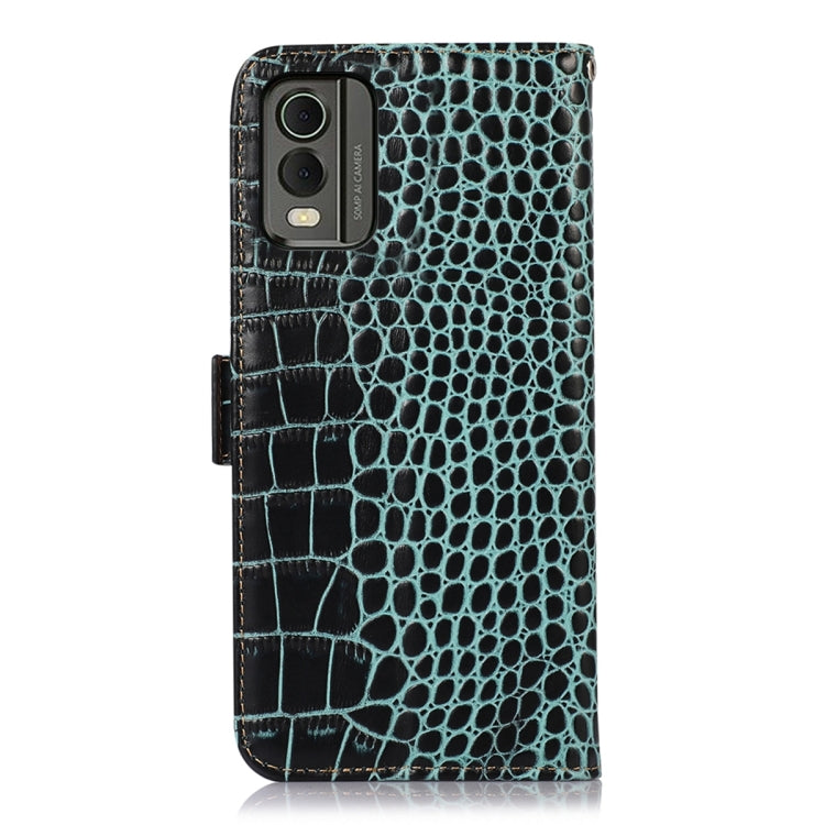 For Nokia C32 4G Crocodile Top Layer Cowhide Leather Phone Case(Green)