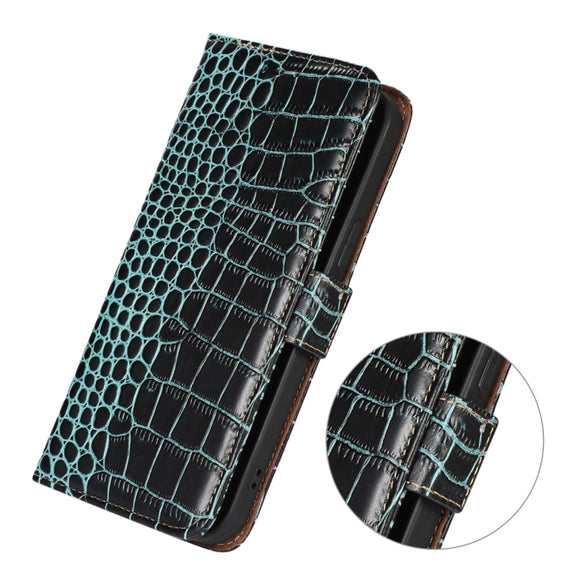 For Nokia C32 4G Crocodile Top Layer Cowhide Leather Phone Case(Green)