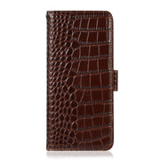 For Nokia C32 4G Crocodile Top Layer Cowhide Leather Phone Case(Brown)