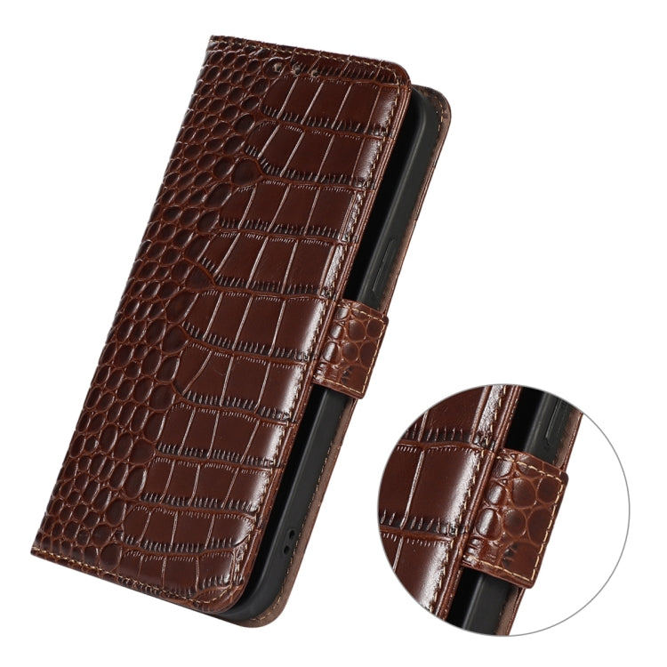 For Nokia C32 4G Crocodile Top Layer Cowhide Leather Phone Case(Brown)