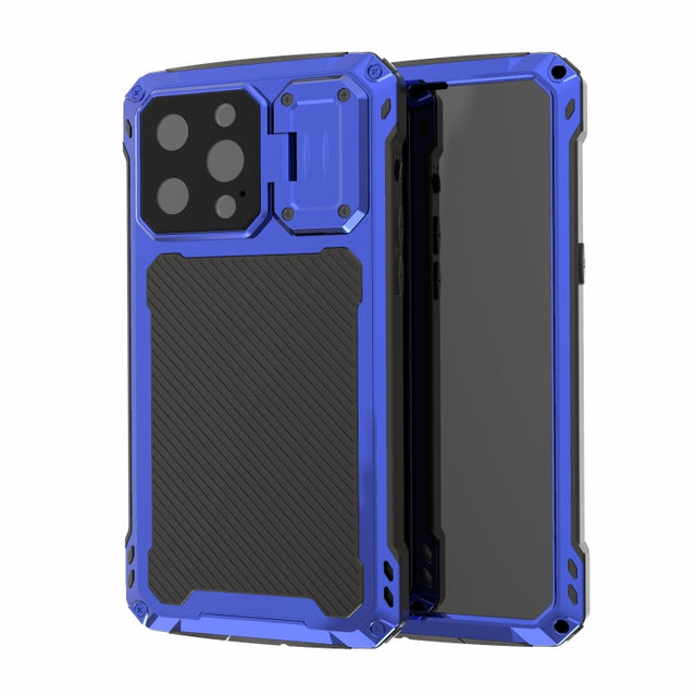 For iPhone 14 Pro RedPepper Silver Shield Series All-inclusive Lens Metal Phone Case(Blue)