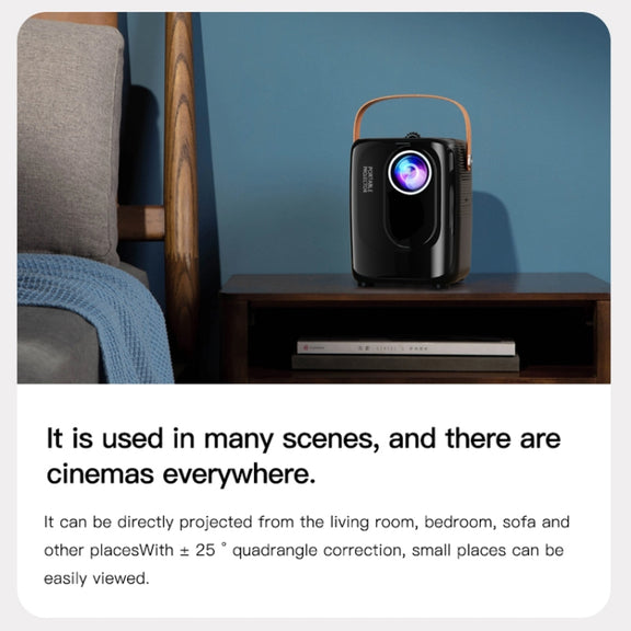 A007 Portable 1280 x 720 HD 113 ANSI Smart LED Projector, Plug:AU Plug(Black)