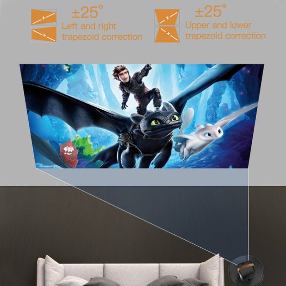 A007 Portable 1280 x 720 HD 113 ANSI Smart LED Projector, Plug:UK Plug(Black)