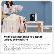 A007 Portable 1280 x 720 HD 113 ANSI Smart LED Projector, Plug:EU Plug(White)