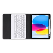 For iPad 10th Gen 10.9 2022 B10 Triangle Holder Tablet Bluetooth Keyboard Leather Case(Blue Pink)