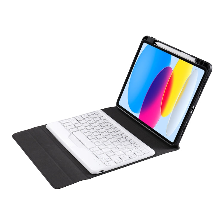 For iPad 10th Gen 10.9 2022 B10 Triangle Holder Tablet Bluetooth Keyboard Leather Case(Blue Pink)