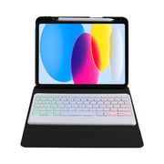 For iPad 10th Gen 10.9 2022 B10S Triangle Holder Three-color Backlight Bluetooth Keyboard Leather Case(Rainbow)
