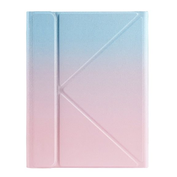 For iPad 2025 / 2022 B10S Triangle Holder Three-color Backlight Bluetooth Keyboard Leather Case(Blue Pink)