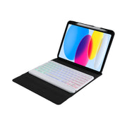 For iPad 2025 / 2022 B10S Triangle Holder Three-color Backlight Bluetooth Keyboard Leather Case(Blue Pink)