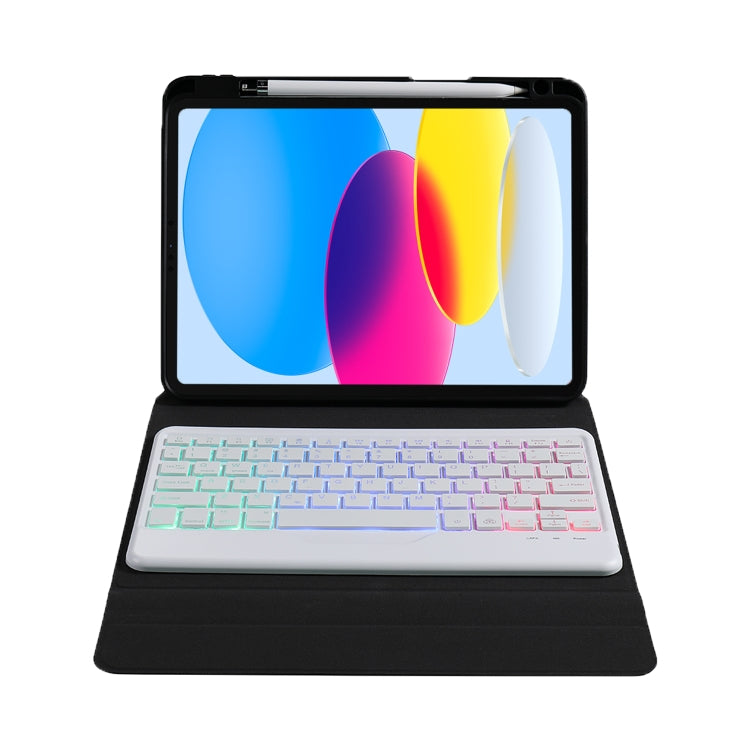 For iPad 2025 / 2022 B10S Triangle Holder Three-color Backlight Bluetooth Keyboard Leather Case(Blue Pink)