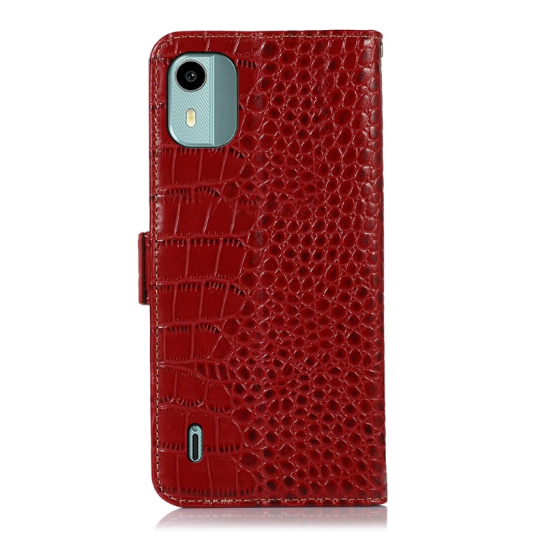 For Nokia C12 4G Crocodile Top Layer Cowhide Leather Phone Case(Red)