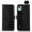 For Nokia C12 4G Crocodile Top Layer Cowhide Leather Phone Case(Black) - free shipping - PMC TechLife - Order now!