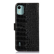 For Nokia C12 4G Crocodile Top Layer Cowhide Leather Phone Case(Black)