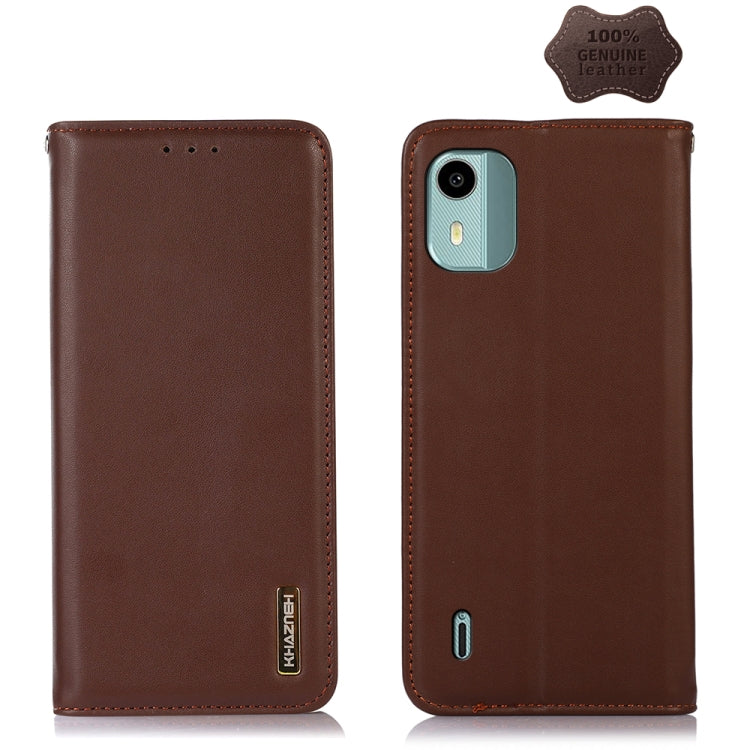 For Nokia C12 4G KHAZNEH Nappa Top Layer Cowhide Leather Phone Case(Brown)