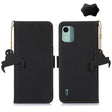 For Nokia C12 4G Genuine Leather Magnetic RFID Leather Phone Case(Black) - Nokia Cases by PMC TechLife | Online Shopping South Africa | PMC TechLife | Buy Now Pay Later Mobicred