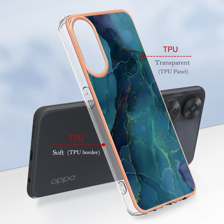 For OPPO Reno 8T 4G Electroplating Marble Dual-side IMD Phone Case(Green 017)