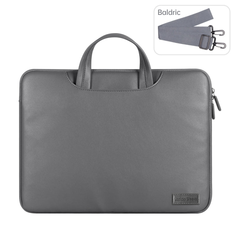 Water-resistant PU Laptop Bag Inner Bag, Size:13 / 14 inch(Grey)