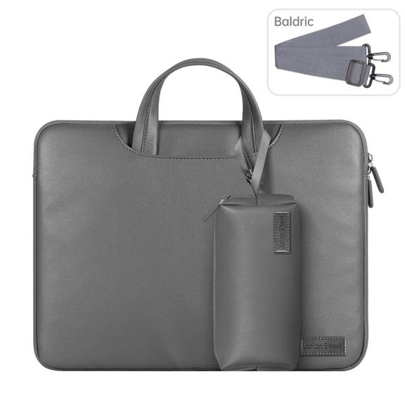 Water-resistant PU Laptop Bag Inner Bag with Power Pack, Size:13 / 14 inch(Grey)