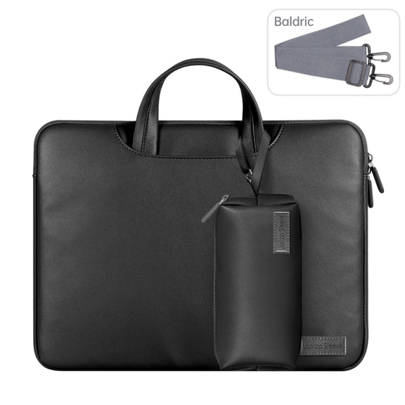 Water-resistant PU Laptop Bag Inner Bag with Power Pack, Size:13 / 14 inch(Black)