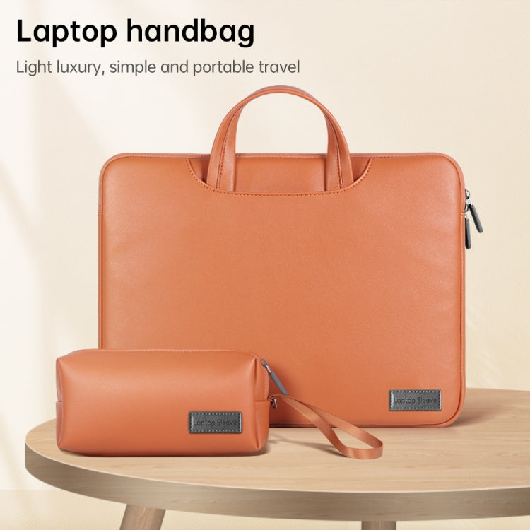 Water-resistant PU Laptop Bag Inner Bag with Power Pack, Size:13 / 14 inch(Brown)