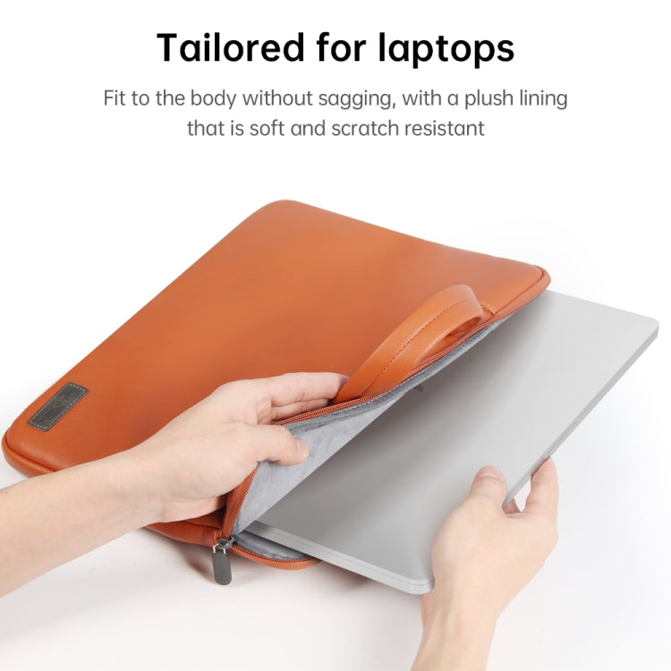 Water-resistant PU Laptop Bag Inner Bag with Power Pack, Size:13 / 14 inch(Brown)