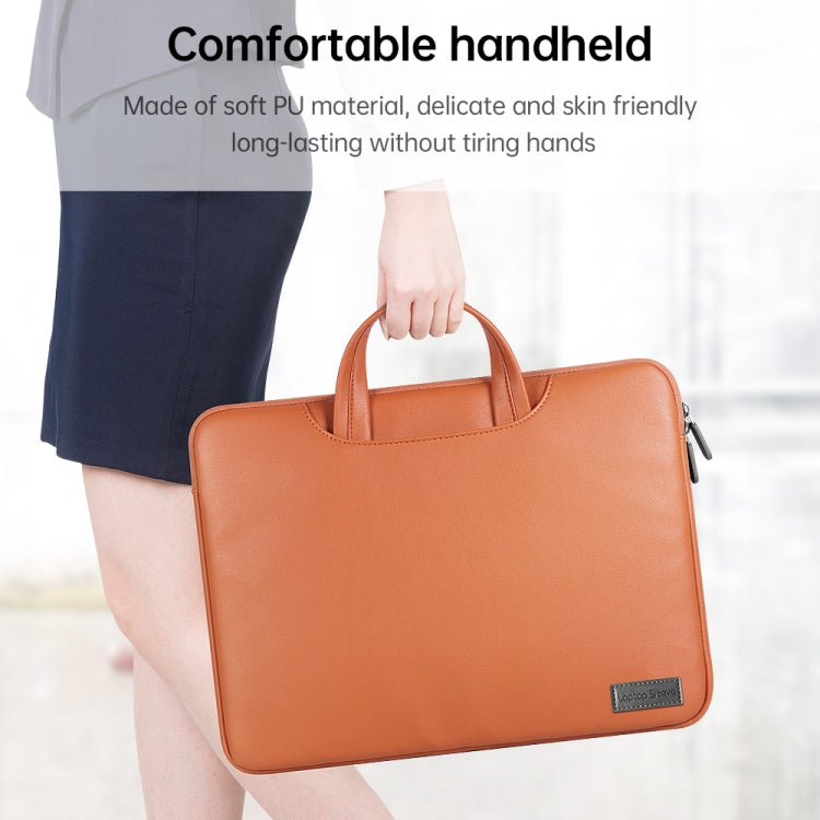 Water-resistant PU Laptop Bag Inner Bag with Power Pack, Size:15 inch(Brown)