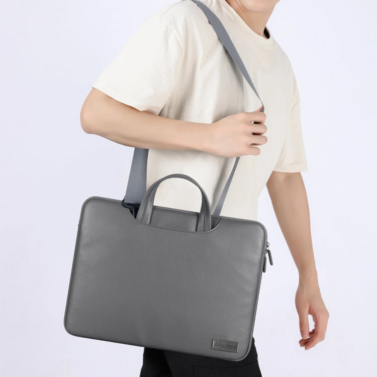 Water-resistant PU Laptop Bag Inner Bag with Power Pack, Size:15 inch(Brown)