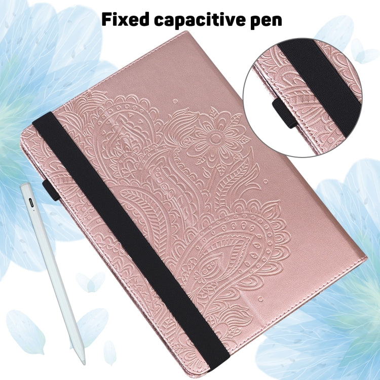 For Samsung Galaxy Tab S9 / S9 FE Peacock Embossed Pattern Leather Tablet Case(Rose Gold)