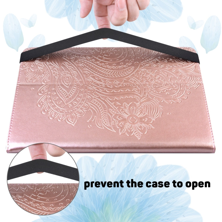 For Samsung Galaxy Tab S9 / S9 FE Peacock Embossed Pattern Leather Tablet Case(Rose Gold)