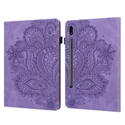 For Samsung Galaxy Tab S9 / S9 FE Peacock Embossed Pattern Leather Tablet Case(Purple)