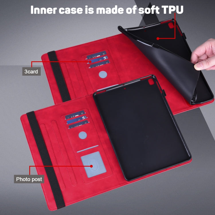 For Samsung Galaxy Tab S9 / S9 FE Peacock Embossed Pattern Leather Tablet Case(Red)