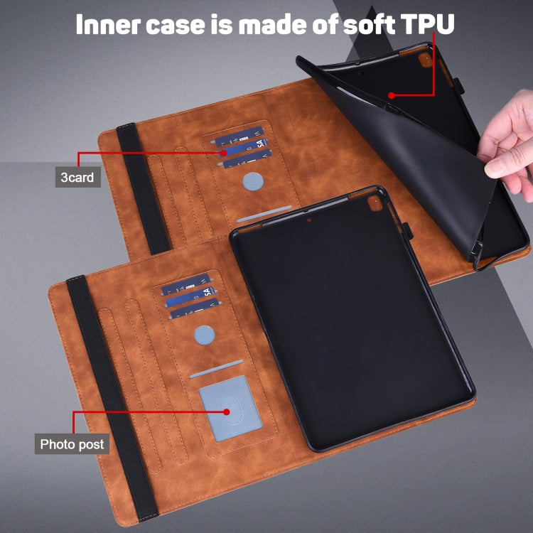 For Samsung Galaxy Tab S9 / S9 FE Peacock Embossed Pattern Leather Tablet Case(Brown)
