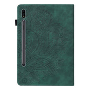 For Samsung Galaxy Tab S9 / S9 FE Peacock Embossed Pattern Leather Tablet Case(Green)