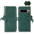 For Google Pixel 8 Pro Ostrich Pattern Genuine Leather RFID Phone Case(Green) - Google Cases by PMC TechLife | Online Shopping South Africa | PMC TechLife | Buy Now Pay Later Mobicred