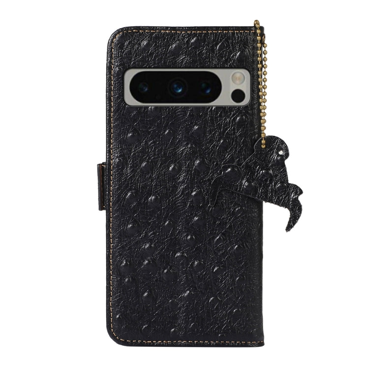 For Google Pixel 8 Pro Ostrich Pattern Genuine Leather RFID Phone Case(Black)