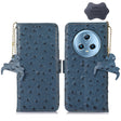 For Honor Magic5 Ostrich Pattern Genuine Leather RFID Phone Case(Blue) - Honor Cases by PMC TechLife | Online Shopping South Africa | PMC TechLife | Buy Now Pay Later Mobicred