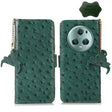 For Honor Magic5 Pro Ostrich Pattern Genuine Leather RFID Phone Case(Green) - Honor Cases by PMC TechLife | Online Shopping South Africa | PMC TechLife | Buy Now Pay Later Mobicred