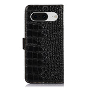For Google Pixel 8 Crocodile Top Layer Cowhide Leather Phone Case(Black)