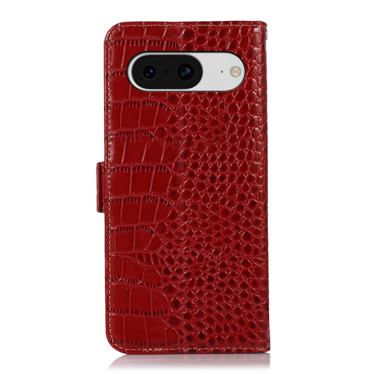 For Google Pixel 8 Crocodile Top Layer Cowhide Leather Phone Case(Red)