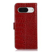 For Google Pixel 8 Crocodile Top Layer Cowhide Leather Phone Case(Red)