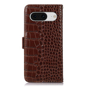 For Google Pixel 8 Crocodile Top Layer Cowhide Leather Phone Case(Brown)