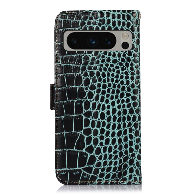 For Google Pixel 8 Pro Crocodile Top Layer Cowhide Leather Phone Case(Green)