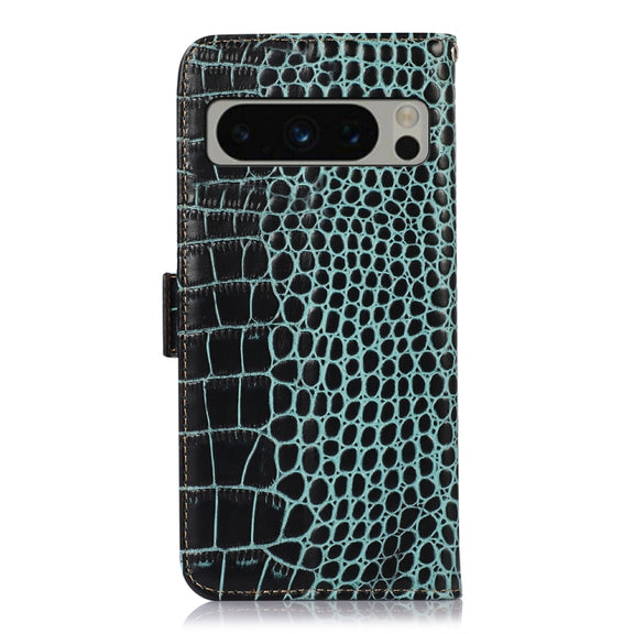 For Google Pixel 8 Pro Crocodile Top Layer Cowhide Leather Phone Case(Green)