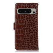 For Google Pixel 8 Pro Crocodile Top Layer Cowhide Leather Phone Case(Brown)