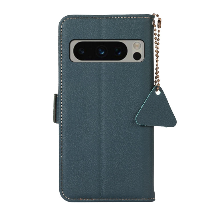 For Google Pixel 8 Pro Side-Magnetic TJ Genuine Leather RFID Phone Case(Green)