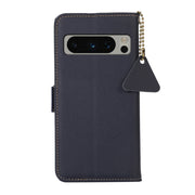 For Google Pixel 8 Pro Side-Magnetic TJ Genuine Leather RFID Phone Case(Blue)