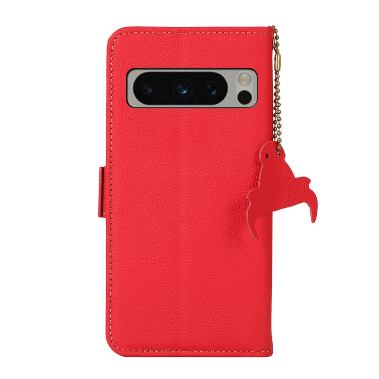 For Google Pixel 8 Pro Side-Magnetic TJ Genuine Leather RFID Phone Case(Red)
